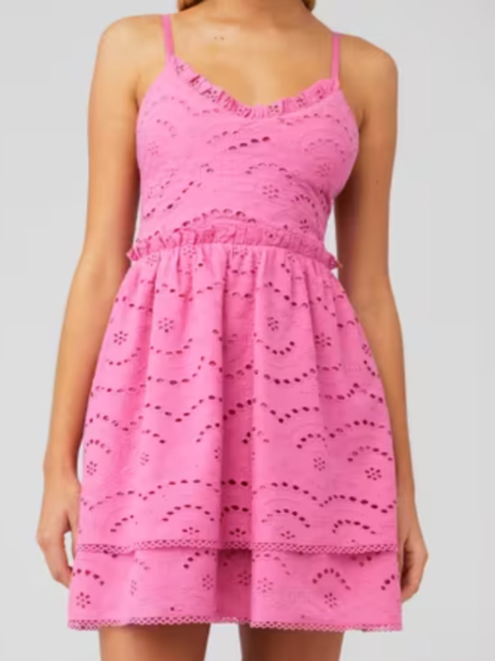 Sleeveless Pink Eyelet Casual Sundress